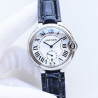 お買い得品 カルティエ バロンブルーN級品 レザー 腕時計  防水 シンプル 優雅 カップル 2色可選