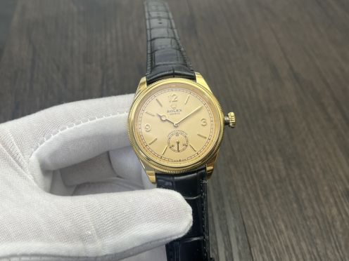 Rolex 1908 オイスター パーペチュアル 41スーパーコピー ウォッチ 腕時計 防水 シンプル レザー イエロー
