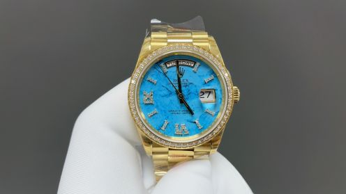 ROLEX チュードル デイ デイト偽物 スチールバンド ウォッチ 防水 ゴールドケース ブルー文字盤