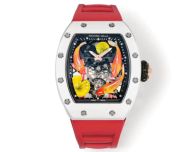 時計 リシャール・ミル偽物 ウォッチ RM S10 腕時計 さかなプリント 美しい  防水 レッド