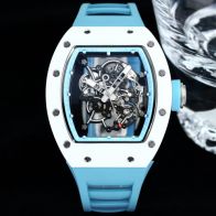 お洒落！腕時計リシャールミルコピー ウォッチ ゴムバンド 防水 トゥールビヨン RM055 ブルー