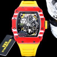 リシャールミル 時計 芸能人コピー ゴムバンド RM 35-02 防水 上質品 ウォッチ 腕時計 青春風 イエロー