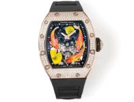 リシャールミル ラウンドコピー RM S10 ウォッチ 腕時計 プリント ダイヤ飾り 芸術 防水 ブラック