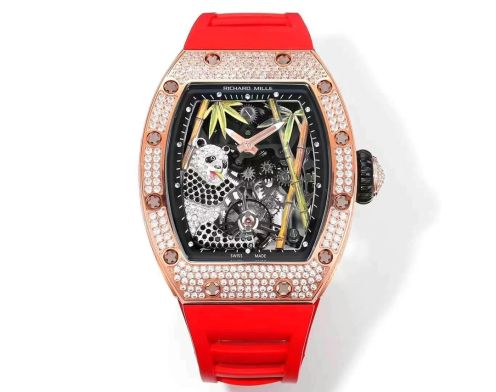 最新販売 リシャールミル 金コピー RM26-01 ウォッチ ダイヤモンド飾り パンダ レッド