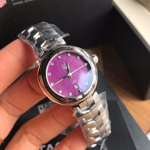 tag heuer 錶スーパーコピー 夜光 リンク スチールバンド 腕時計 ウォッチ レディース パープル