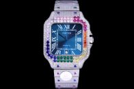 サントス ドゥ カルティエ 日本限定コピー  腕時計 ウォッチ 防水 カラフルダイヤ飾り ブルー