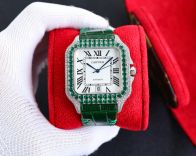 サントス ドゥ カルティエ 価格偽物 腕時計 ウォッチ 防水 ダイヤ飾り シンプル グリーン