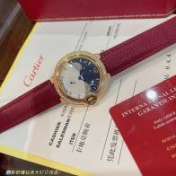 芸術感 バロン ブルー ドゥ カルティエ ダイヤスーパーコピー ダイヤ飾り 腕時計 ウォッチ 夜光 レッド ゴールドケース