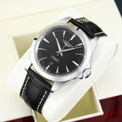 longines 価格激安通販 ウォッチ ハンサム ビジネス 本革 ハイドロコンケスト 腕時計 ブラック
