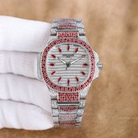 ネプチューン パテックフィリップ偽物 ダイヤ飾り ノーチラス 腕時計 ウォッチ レッド