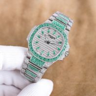 パテックフィリップ ノーチラス 白スーパーコピー ダイヤ飾り ノーチラス 腕時計 ウォッチ グリーン