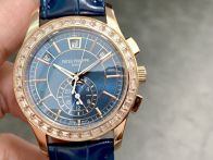 philippe 時計偽物 コンプリケーション ウォッチ 腕時計 ダイヤ飾り ゴールドケース ブルー