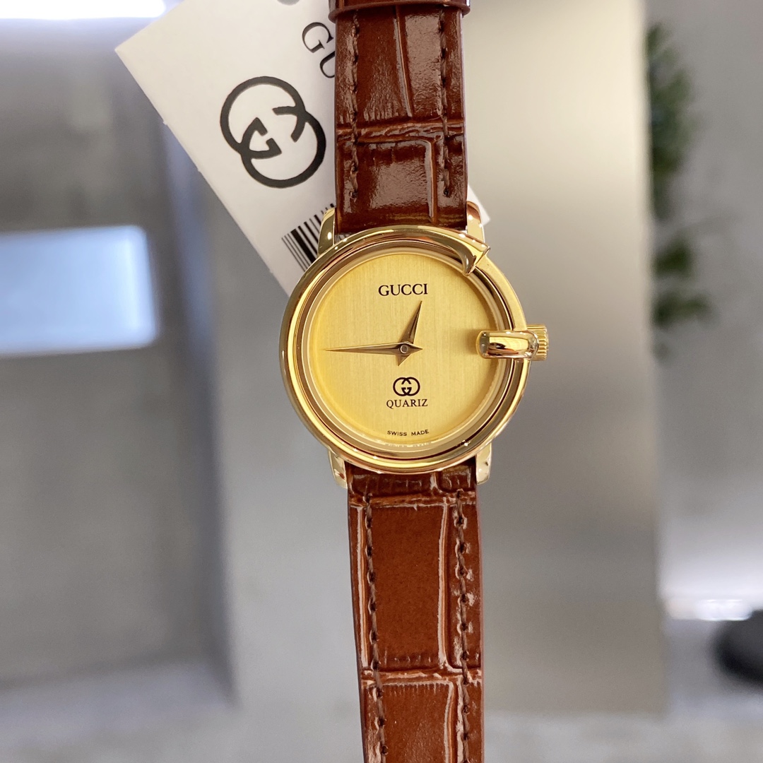 お買い得なグッチ腕時計 レディースコピー レザーバンド  Vintage 優雅 腕時計 ゴールドケース 女性 多色可選_3