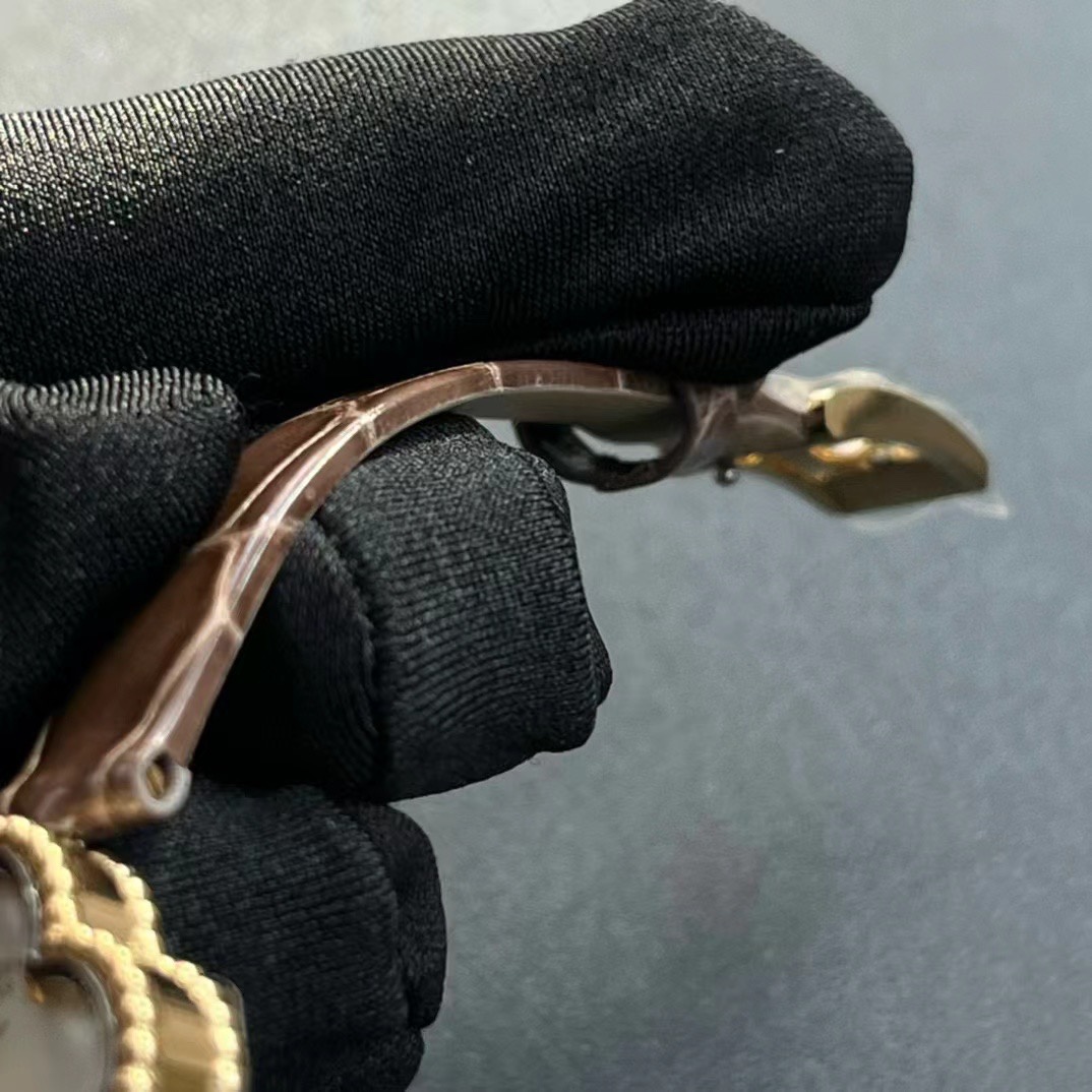 ヴァン クリーフ＆アーぺルアルハンブラＮ級品 Alhambra 優雅 四つ葉かたち 腕時計 女性 アクセサリー レザーバンド ブラウン_9