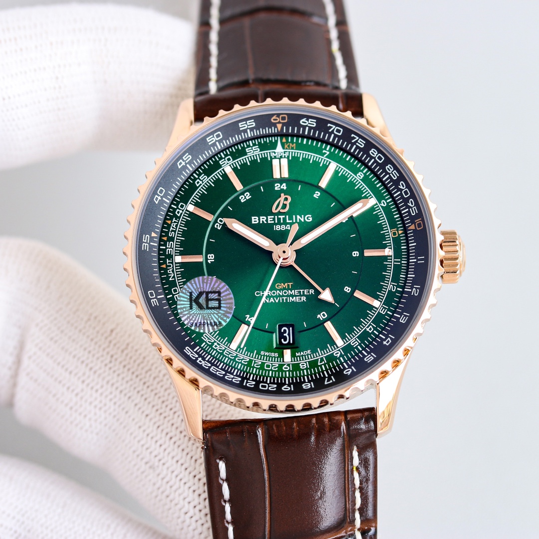 Navitimer ブライトリング ナビタイマー リエディション激安通販 腕時計 牛革 レザー メンズ グリーン_1