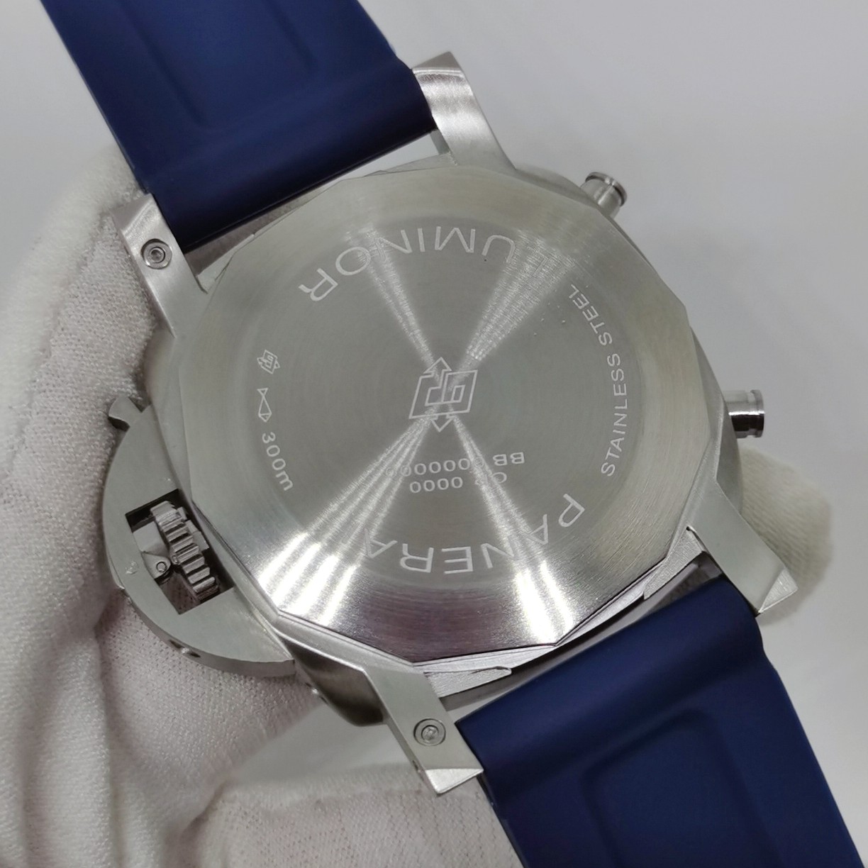 お得品‼パネライ 印象コピー ルミノール 本革 腕時計 紳士 シルバーケース PAM01303 ブルー_5