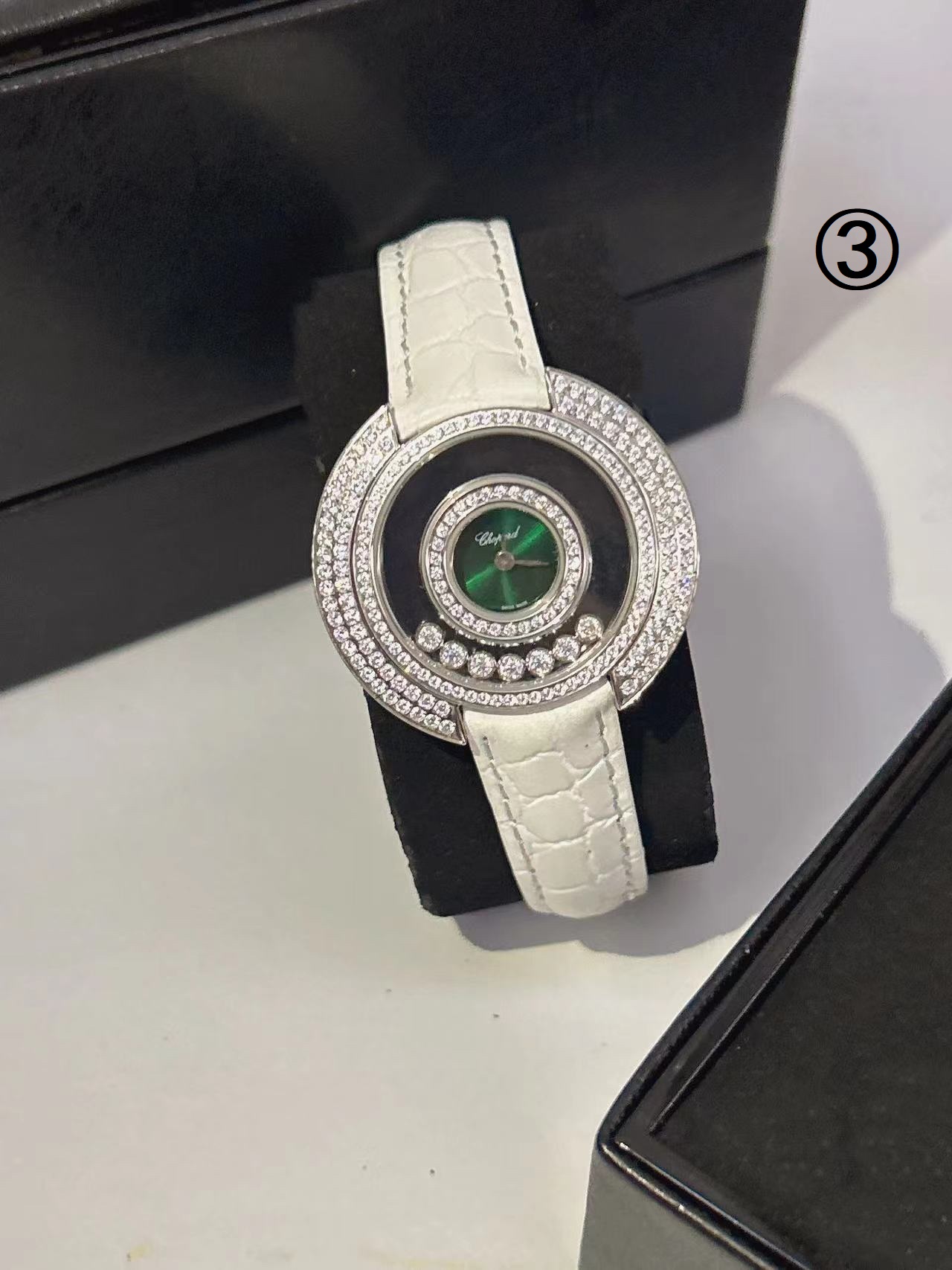 びっくりした価格 chopard ハッピー ダイヤモンド偽物 腕時計 ウォッチ 優雅 シンプル レディ ホワイト_3
