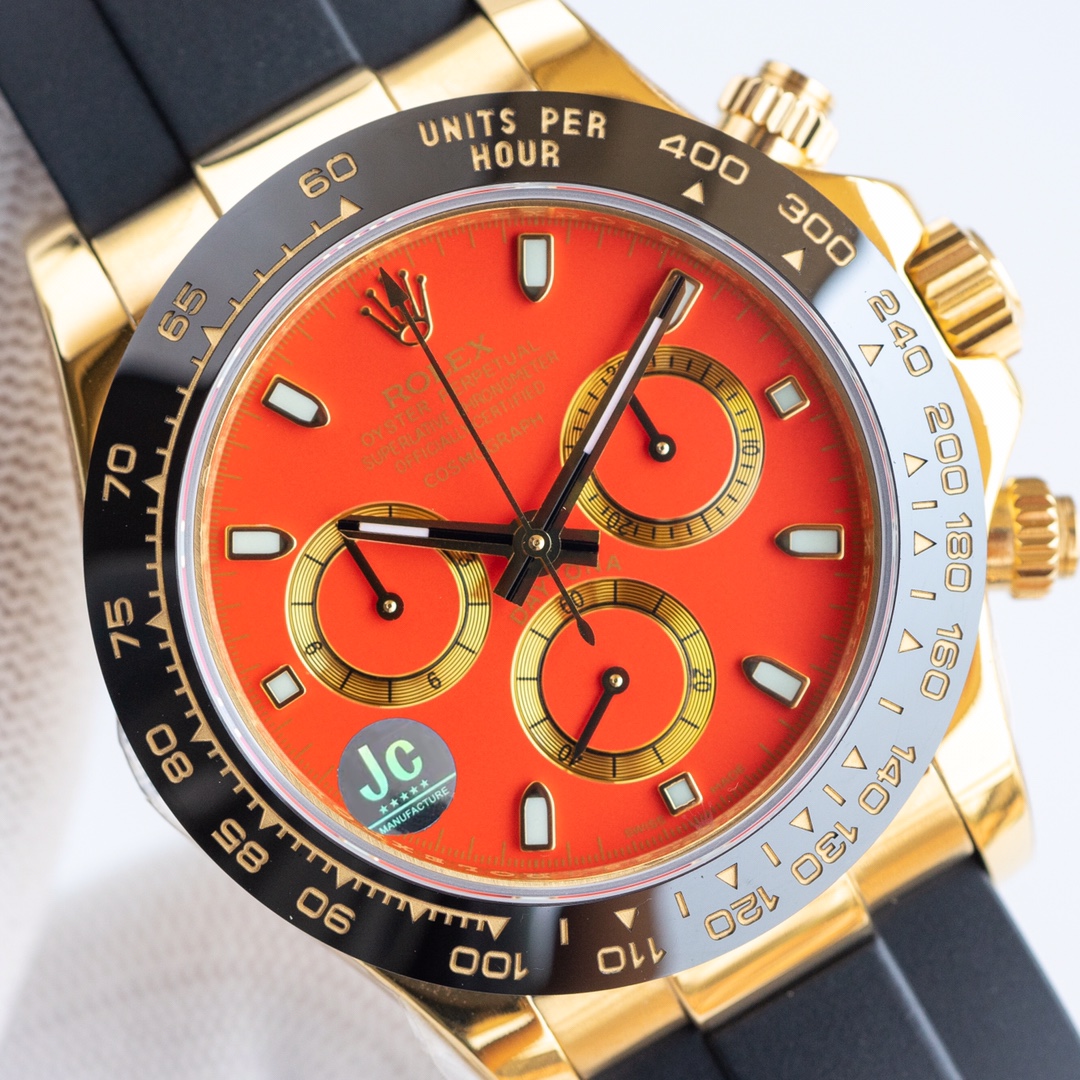 rolex コスモ グラフ デイトナ偽物 シンプル 防水 腕時計 ウォッチ ゴムバンド オレンジ色_2