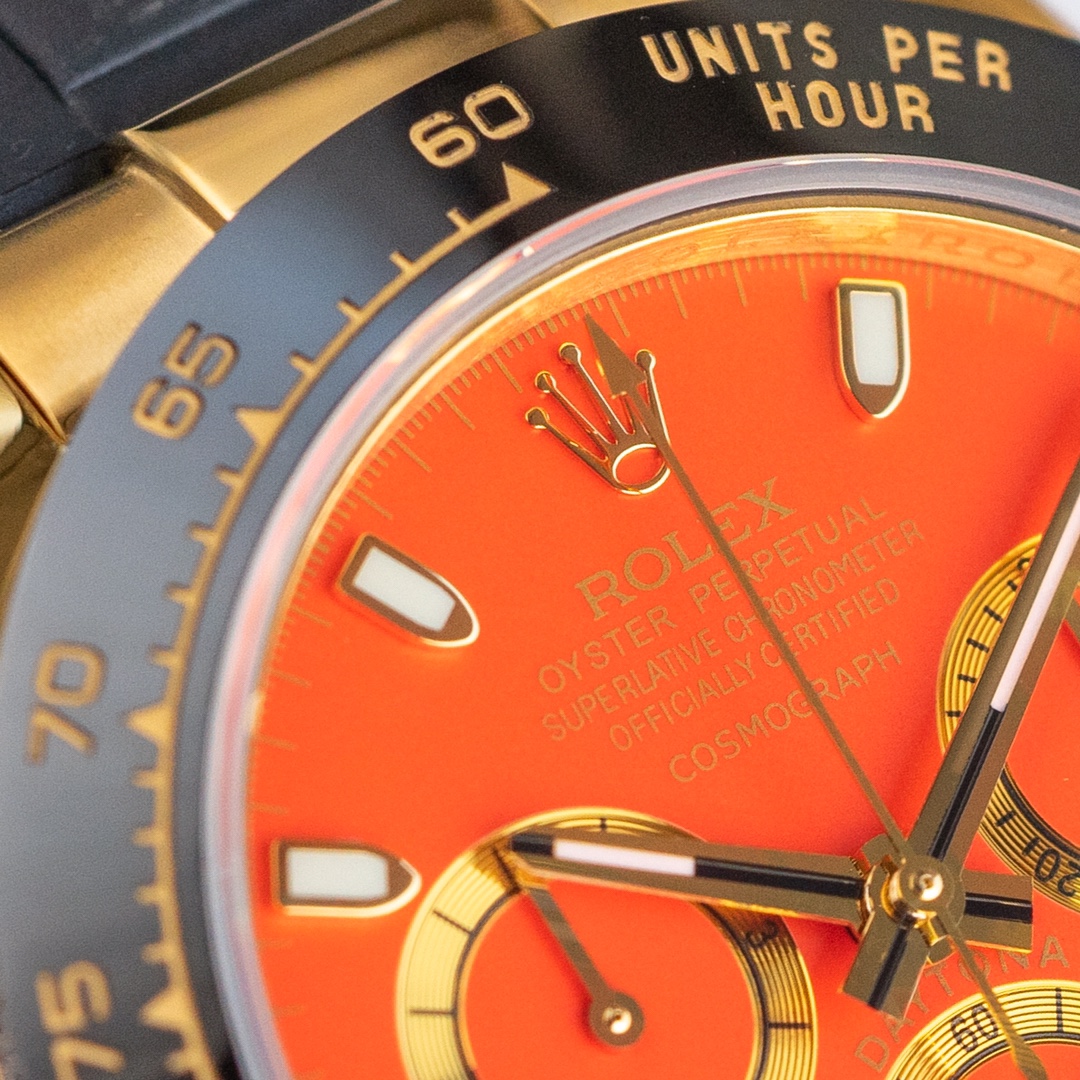 rolex コスモ グラフ デイトナ偽物 シンプル 防水 腕時計 ウォッチ ゴムバンド オレンジ色_5