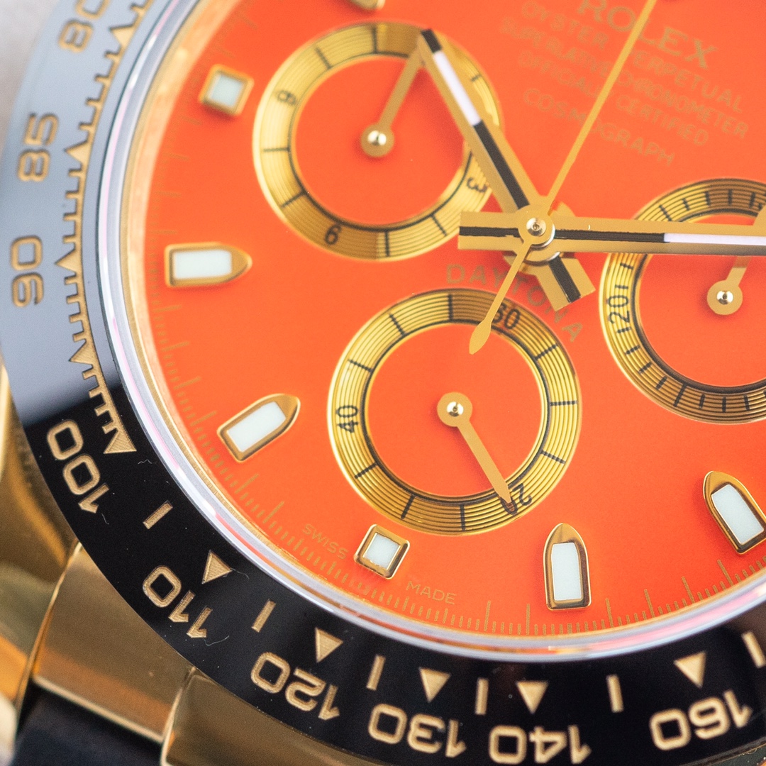 rolex コスモ グラフ デイトナ偽物 シンプル 防水 腕時計 ウォッチ ゴムバンド オレンジ色_6