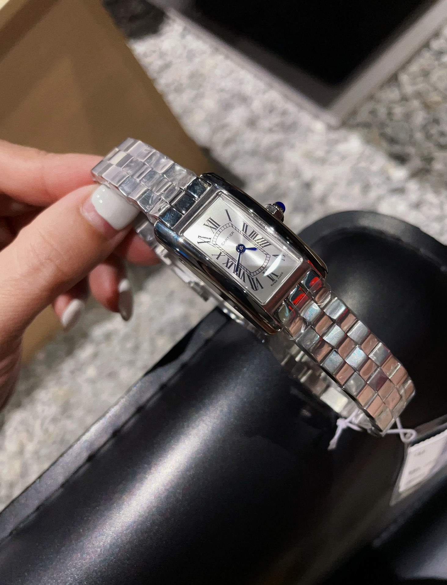 最新作カルティエタンク ベルト交換スーパーコピー ウォッチ 腕時計  防水 スチールバンド シンプル シルバーケース_6