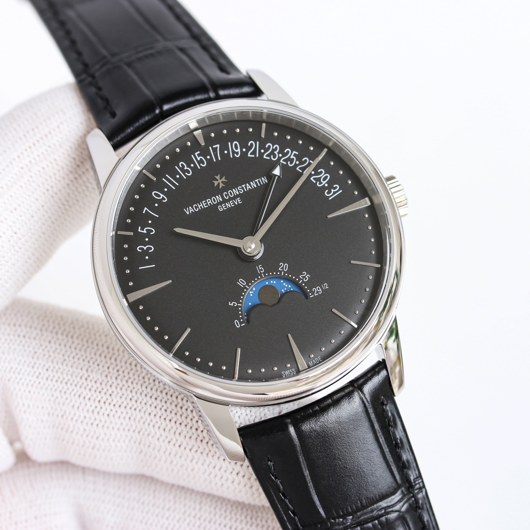 人気流行品 ヴァシュロン・コンスタンタン偽物 腕時計 ウォッチ 本革 レザーバンド 防水 R39 ブラック_2