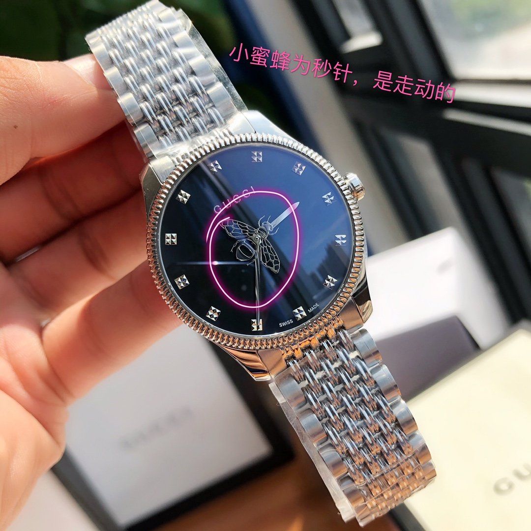 大得価のグッチ腕時計ベルト交換偽物 ウォッチ 防水 Gタイムレス スチールバンド 通勤 ビジネス ブルー_2