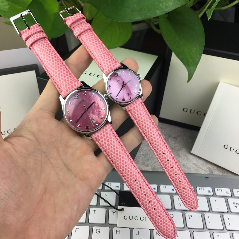 グッチ 時計 一覧偽物 シンプル  腕時計 防水 ウォッチ 蛇プリント  Gタイムレス 本革 ピンク_1