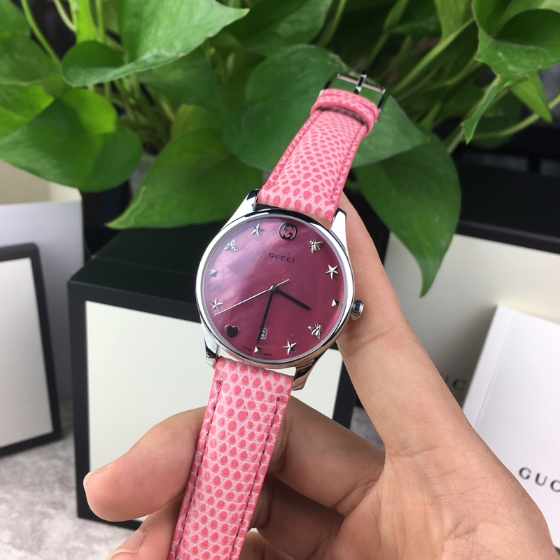 グッチ 時計 一覧偽物 シンプル  腕時計 防水 ウォッチ 蛇プリント  Gタイムレス 本革 ピンク_5