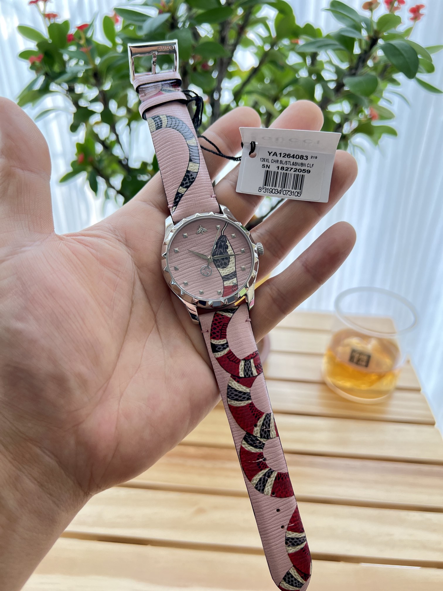 魅力的なグッチ腕時計ベルト交換コピー ファッション ウォッチ  Gタイムレス 優雅 プリント ピンク_6