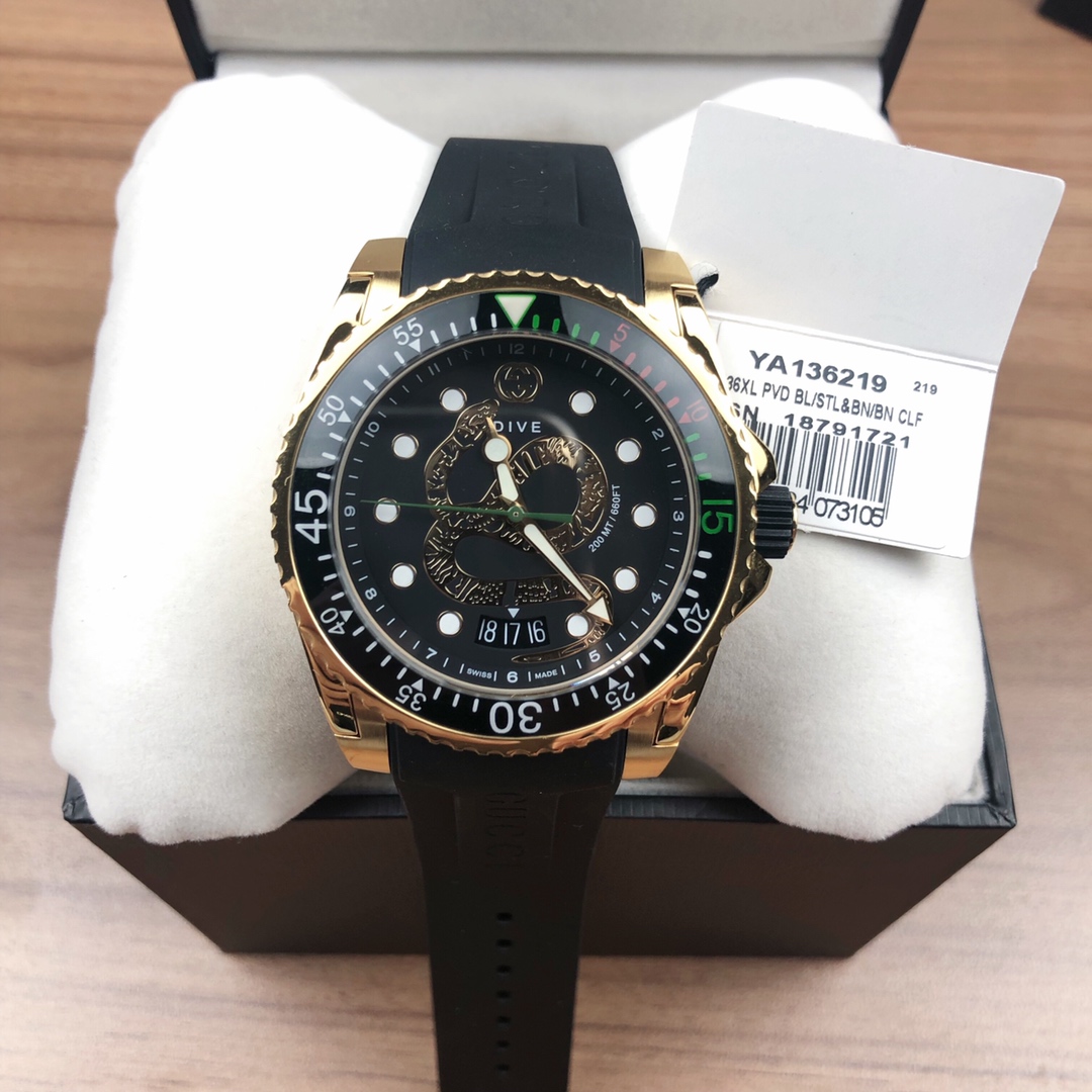 超人気 グッチ 時計 アイグッチ偽物 ウォッチ 防水 ダイヴ 泳ぎ メンズ 紳士 ブラック_1