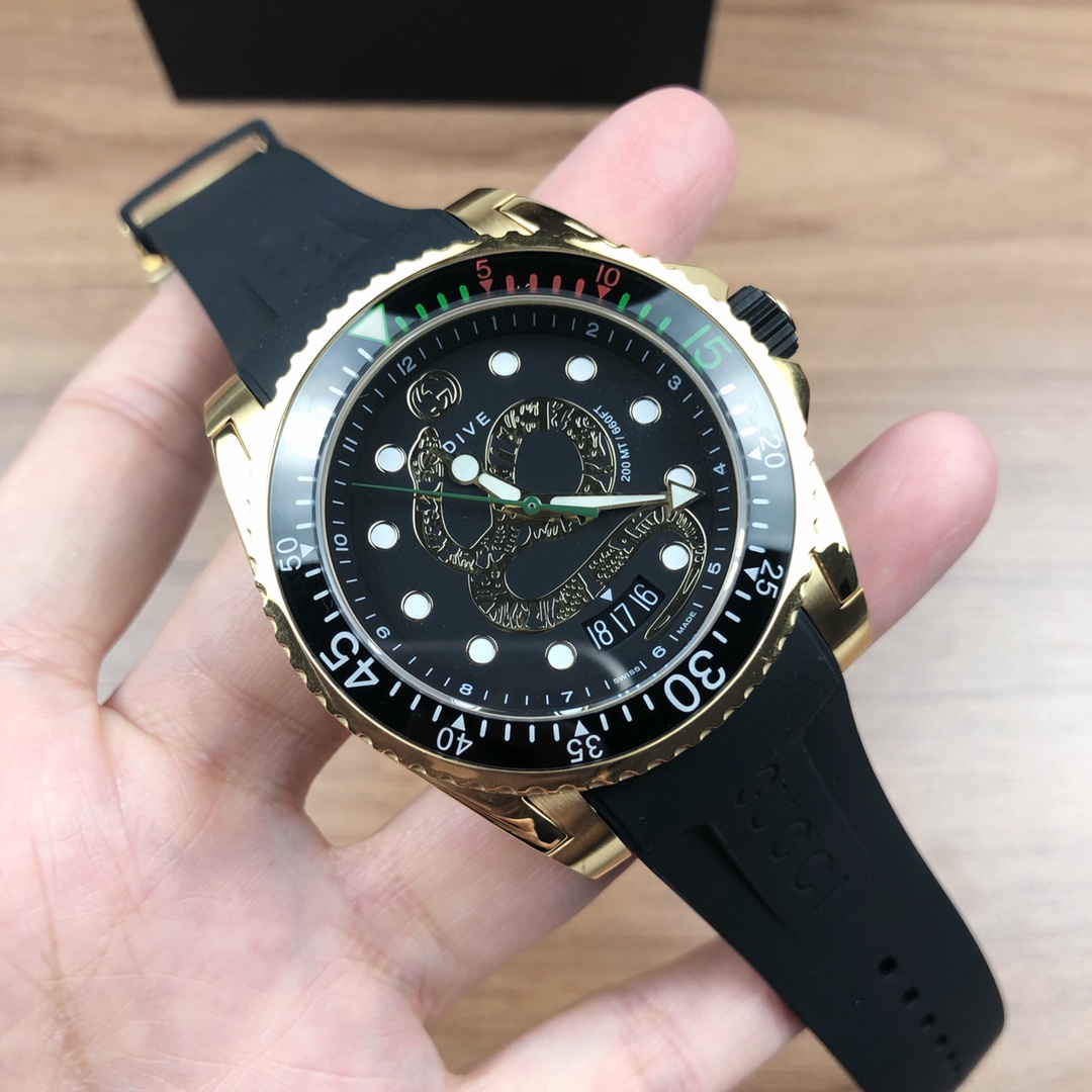 超人気 グッチ 時計 アイグッチ偽物 ウォッチ 防水 ダイヴ 泳ぎ メンズ 紳士 ブラック_2
