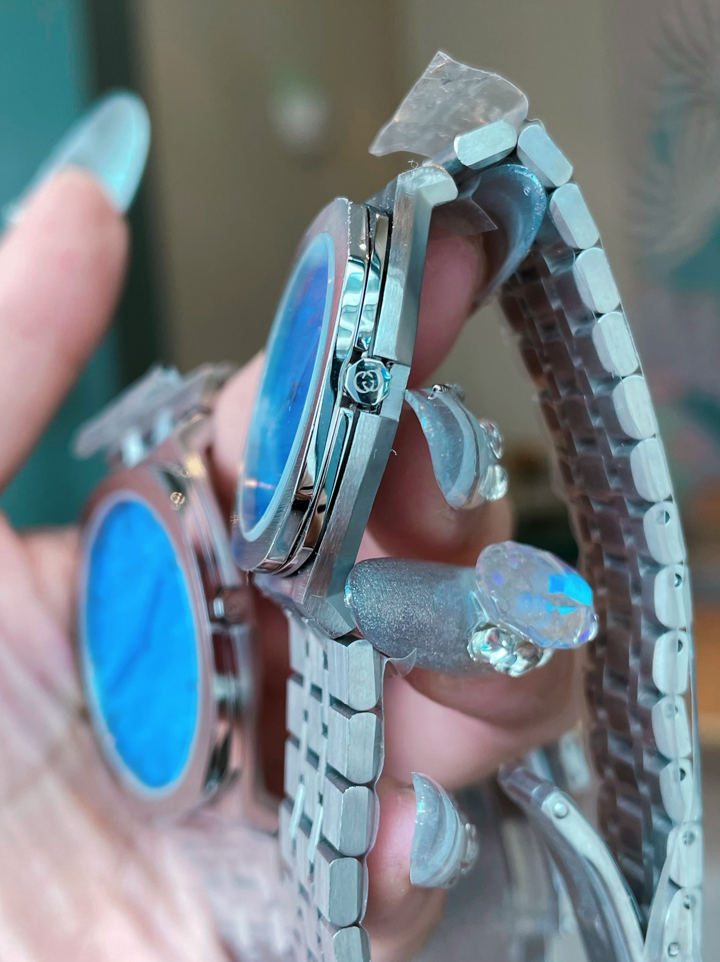 グッチ腕時計N級品 ウォッチ スチールバンド 薄い GUCCI 25H ファッション 防水 ブルー_5