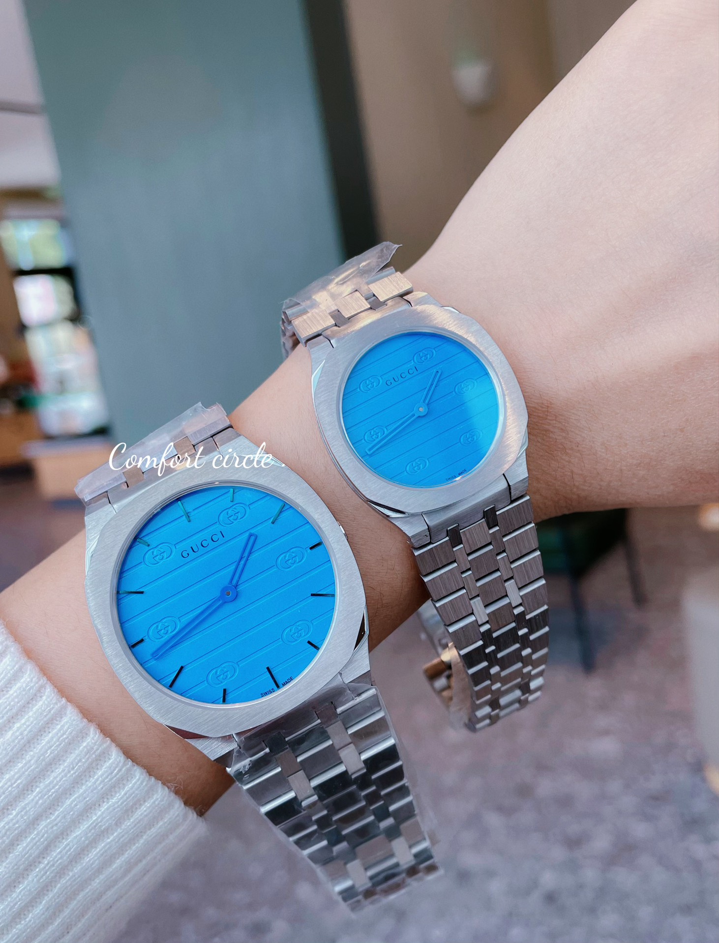 グッチ腕時計N級品 ウォッチ スチールバンド 薄い GUCCI 25H ファッション 防水 ブルー_8