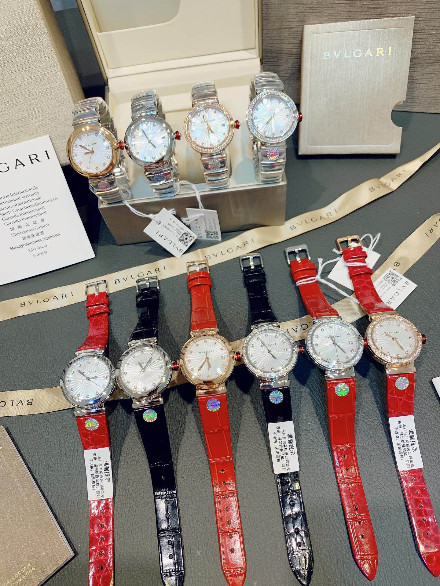 お洒落！ブルガリ時計 ムーブメント偽物 防水 ウォッチ 本革 レザー ダイヤモンド飾り 多色可選_9