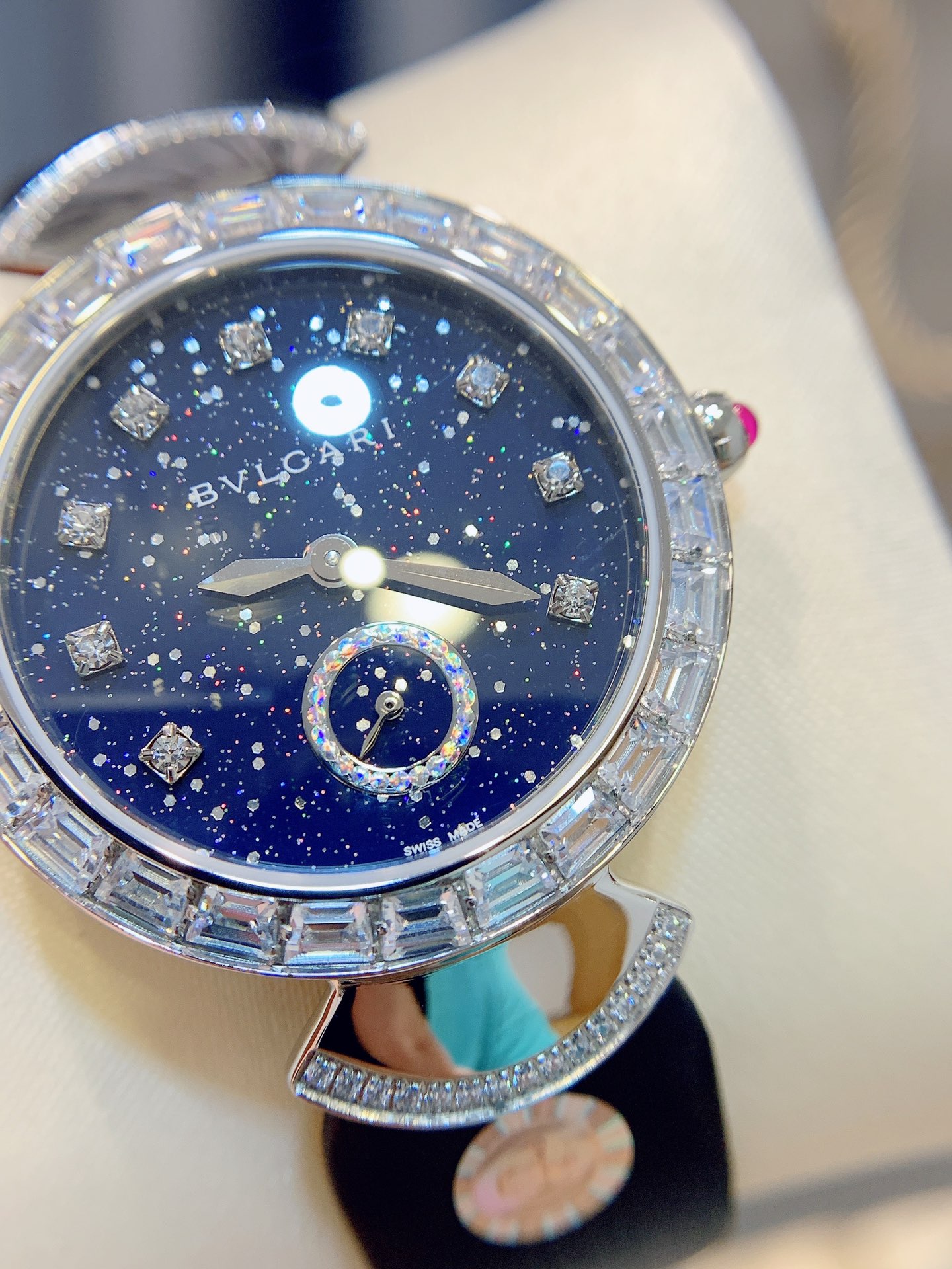 BVLGARI ブルガリ 時計 モテ るコピー ウォッチ ディーヴァズ ドリーム 防水 優雅 レザー ダイヤモンド飾り ブルー_3