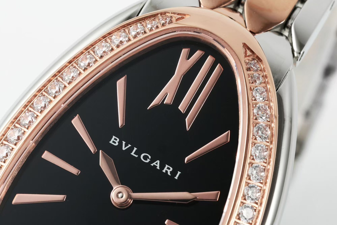 BVLGARI オメガ ブルガリ偽物 ダイヤモンド飾り 魅力 セルペンティ ウォッチ 蛇かたち ブラック_4