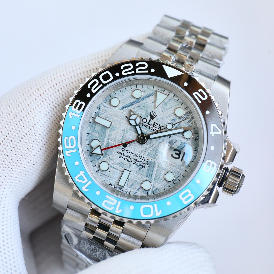 シンプル ロレックス gmt マスターコピー ウォッチ 夜光 防水 スチールバンド 上質 メンズ ブルー_3