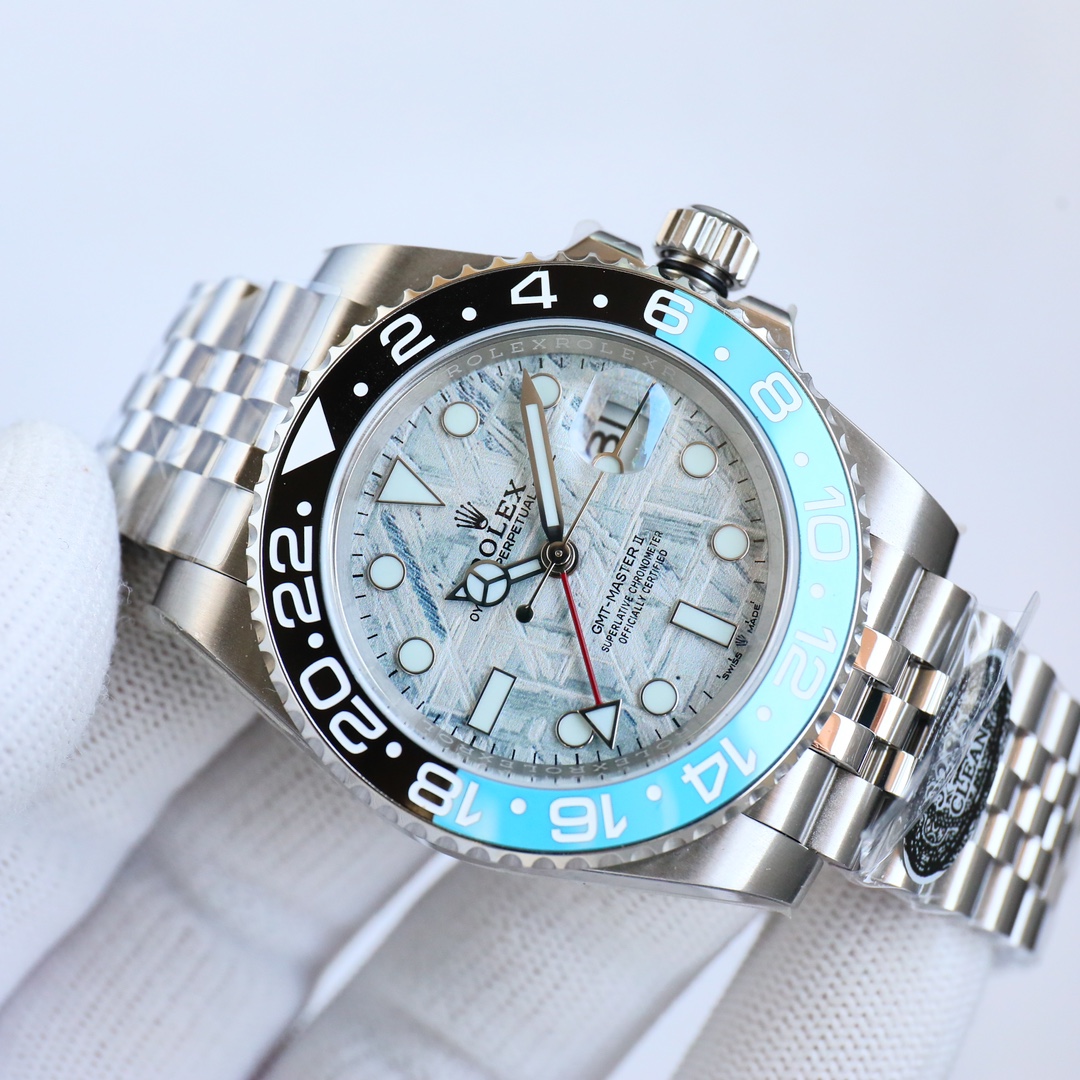 シンプル ロレックス gmt マスターコピー ウォッチ 夜光 防水 スチールバンド 上質 メンズ ブルー_6