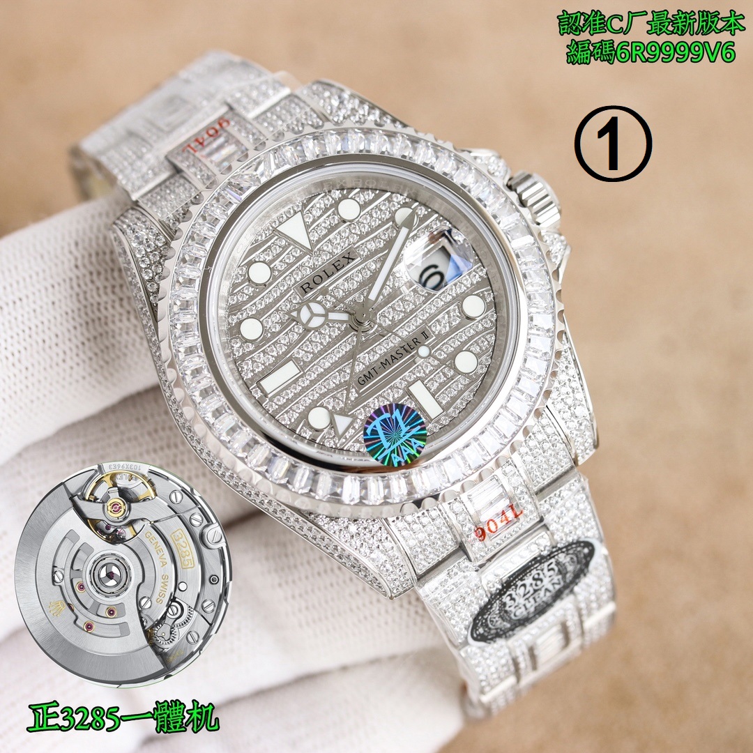 ROLEX gmt マスター 2 定価スーパーコピー ダイヤ飾り 夜光 防水 ウォッチ ダイヤバンド 高品質 多色可選_1