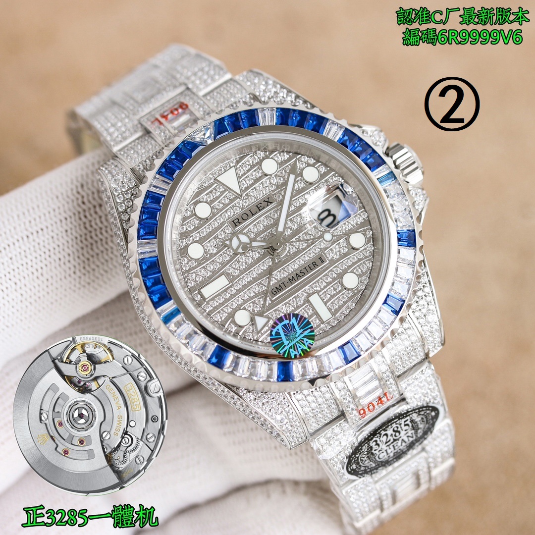 ROLEX gmt マスター 2 定価スーパーコピー ダイヤ飾り 夜光 防水 ウォッチ ダイヤバンド 高品質 多色可選_2