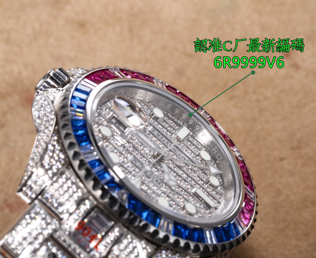 ROLEX gmt マスター 2 定価スーパーコピー ダイヤ飾り 夜光 防水 ウォッチ ダイヤバンド 高品質 多色可選_6