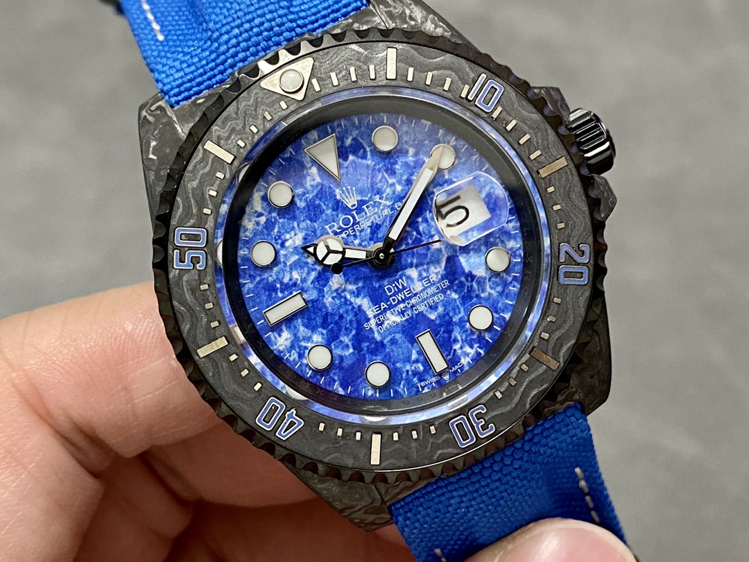ロレックス腕時計オーバーホールコピー シンプル 防水 ウォッチ 高品質 シードゥエラー 炭素繊維ケース ブルー_3