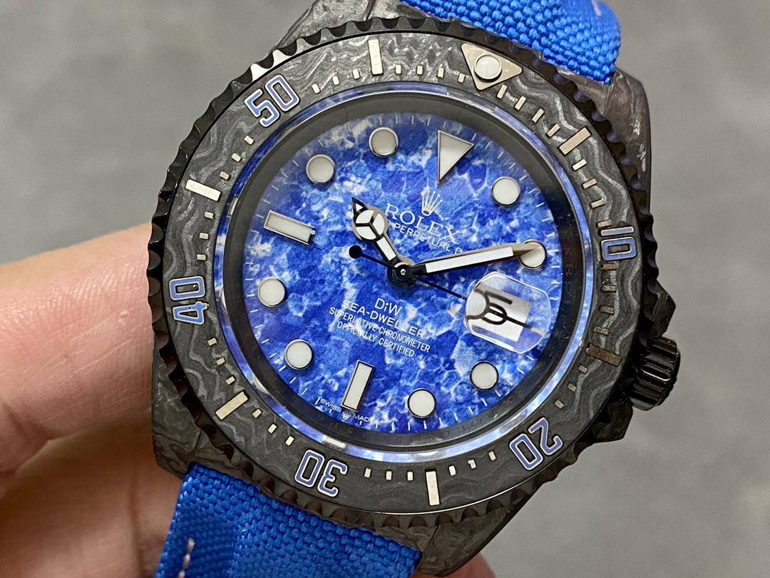 ロレックス腕時計オーバーホールコピー シンプル 防水 ウォッチ 高品質 シードゥエラー 炭素繊維ケース ブルー_4