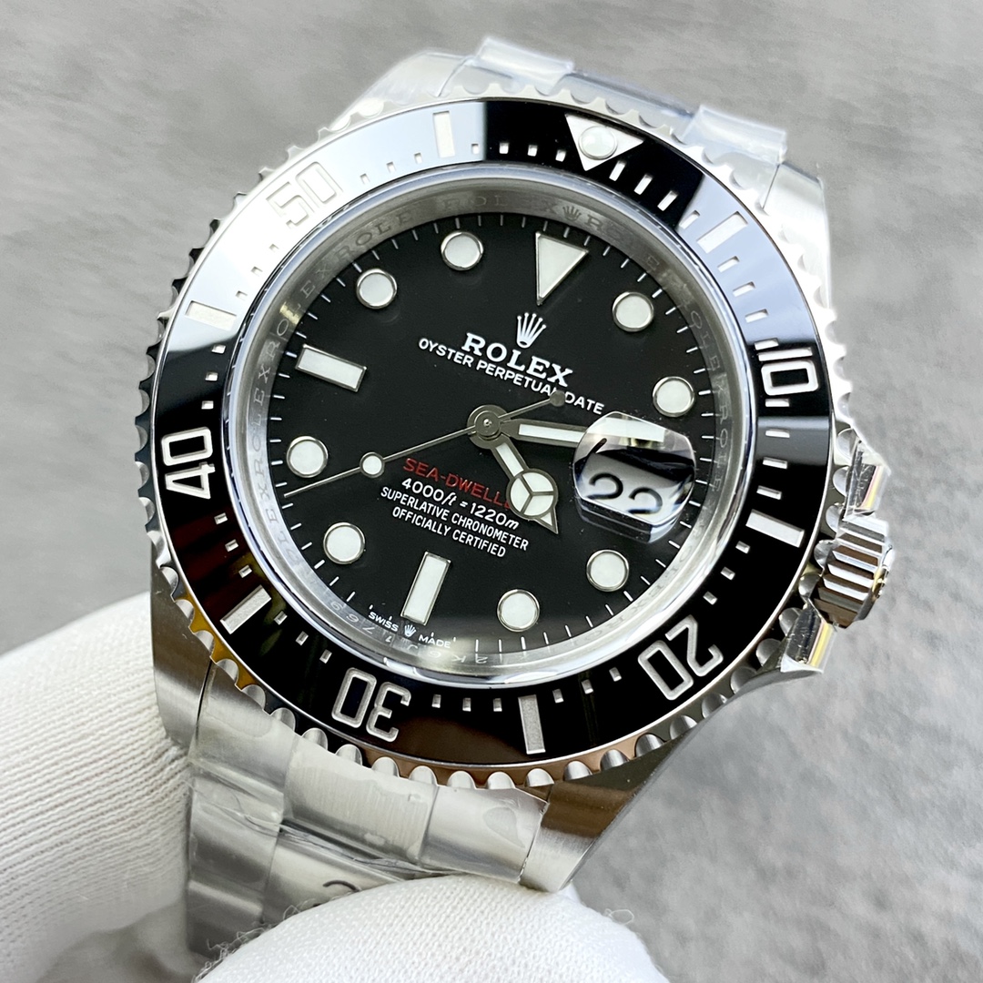 魅力的なスタイル ロレックス 薄型N級品 スチールバンド 防水 ウォッチ 高品質 シードゥエラー ブラック_4