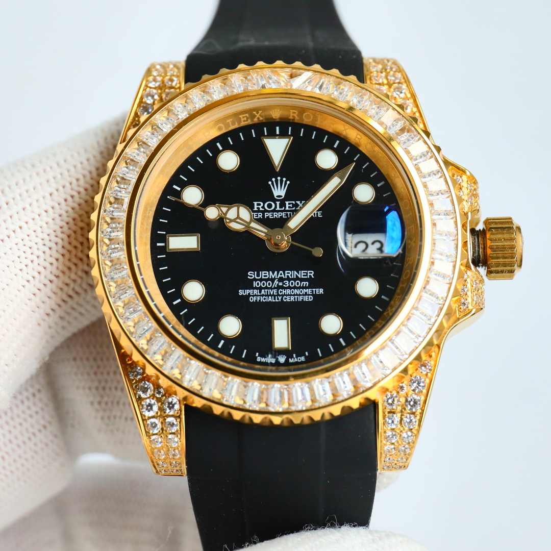 ROLEX サブマリーナ ー デイト 116613lb偽物 ロレックス 夜光 ウォッチ ダイヤ飾り 革バンド ハンサム 多色可選_1