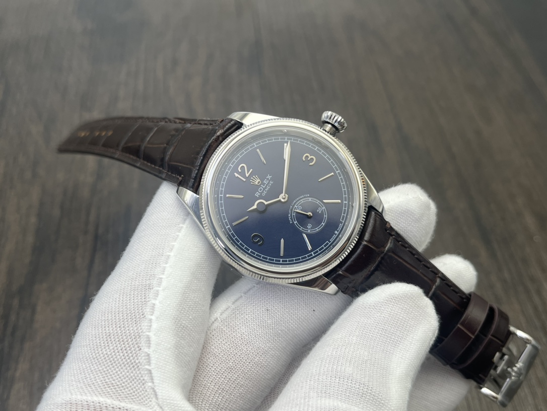 Rolex 1908 オイスター パーペチュアル 39偽物 ウォッチ 腕時計 防水 シンプル レザー ブルー_2