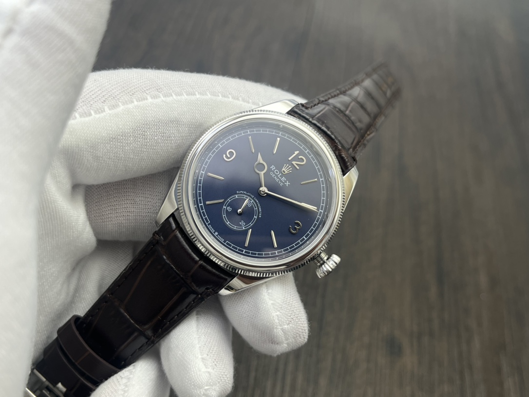 Rolex 1908 オイスター パーペチュアル 39偽物 ウォッチ 腕時計 防水 シンプル レザー ブルー_3