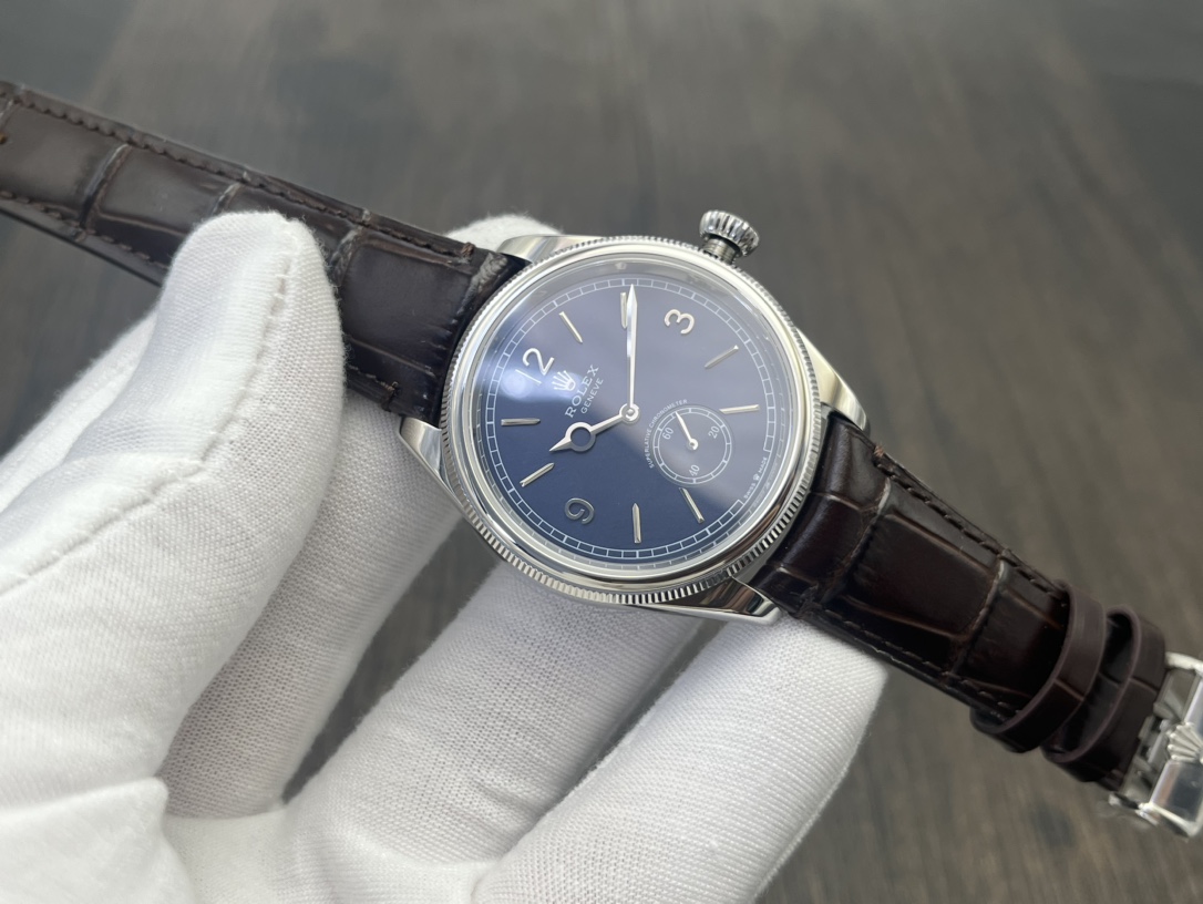 Rolex 1908 オイスター パーペチュアル 39偽物 ウォッチ 腕時計 防水 シンプル レザー ブルー_4