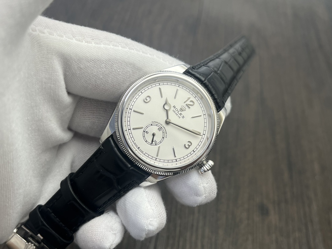 Rolex 1908 魅力的なロレックス オイスター パーペチュアル 価格コピー ウォッチ 腕時計 防水 シンプル レザー ホワイト_3